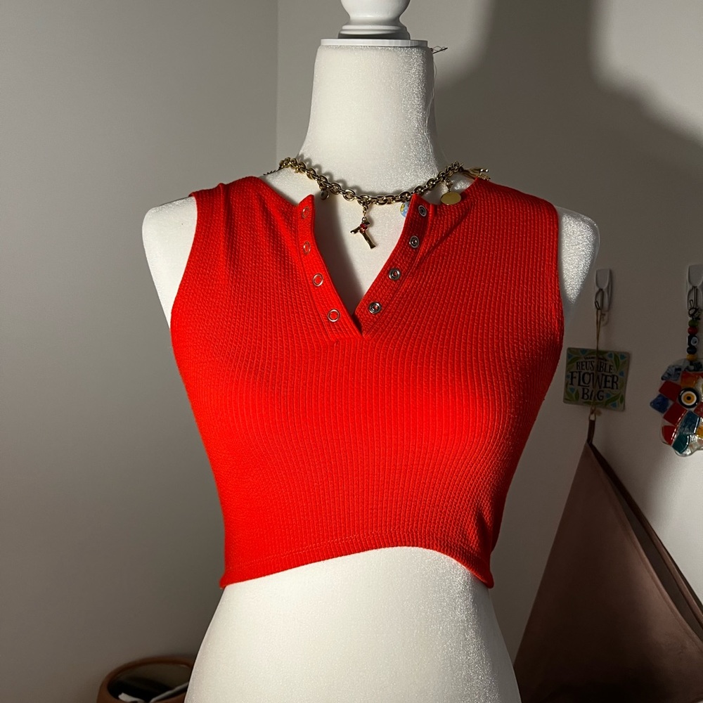 Zara red crop top